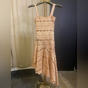 Vintage Y2K Asymmetrical Tan Lace Dress